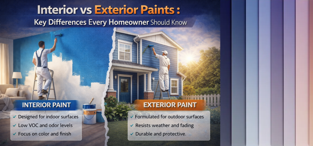 Interior vs Exterior Paints : Key Differences Every Homeowner Should Know
