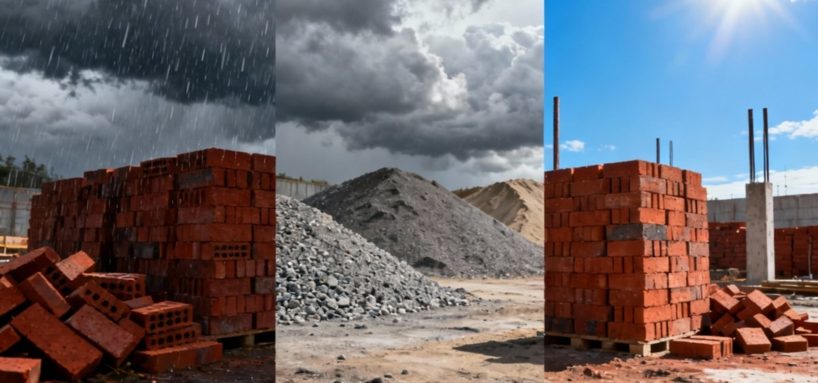 How Rainy Season Construction Affects Cement, Steel and Brick Quality